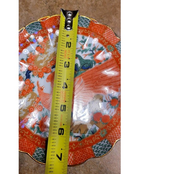 Set of 3 Arita Vintage Oriental Peacock Floral Scalloped Edge Salad lunch Plates - Picture 2 of 7